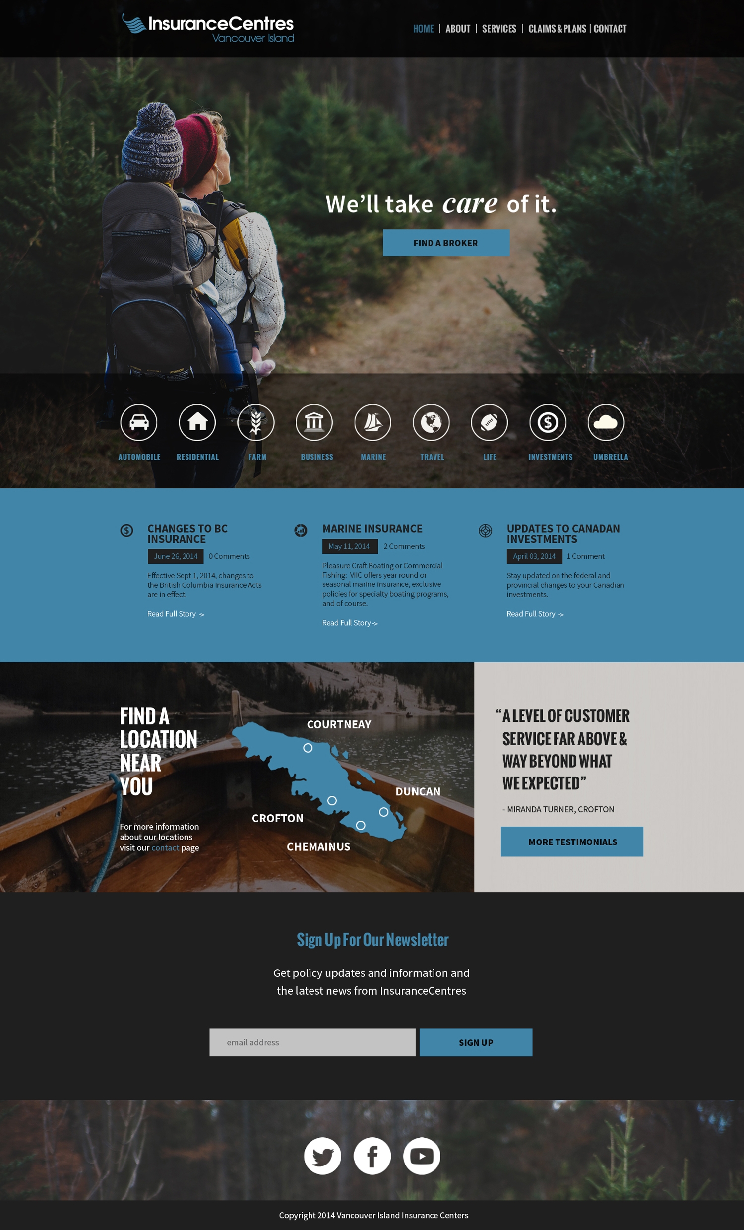 Vancouver Island Insurance Centres Website Concept